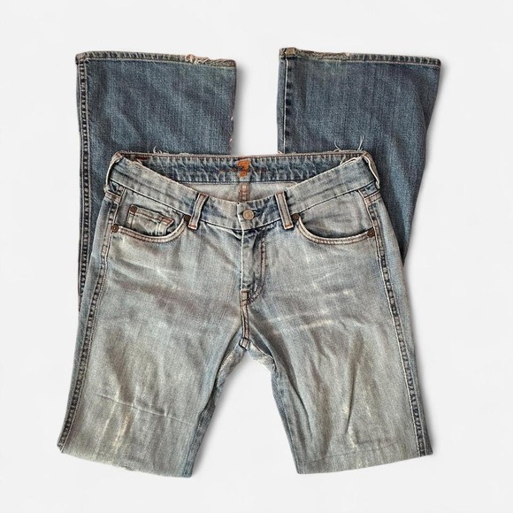 7 For All Mankind Womens Jeans Light Wash Denim Bootcut Low Rise - Picture 1 of 6